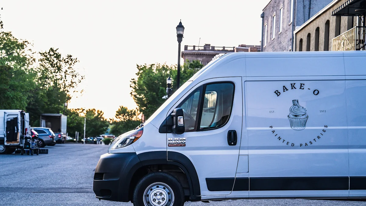 A signwritten commercial van, the kind of fleet work the shop takes on